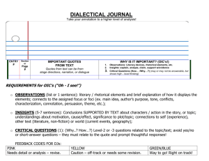 CODES FOR DIALECTICAL JOURNAL FEEDBACK