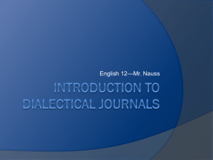 Introduction to dialectical journals