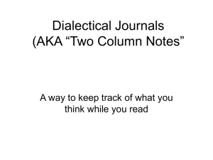 Dialectical Journals (AKA “Two Column Notes”