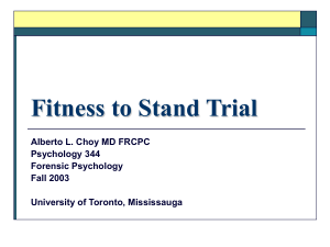 Fitness to Stand Trial - University of Toronto Mississauga