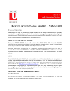 Business in the Canadian Context Fall 2011-2