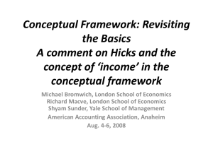 Conceptual Framework: Revisiting the Basics A comment on Hicks