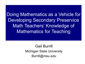 Mathematics Tasks as a Vehicle to Help Teachers Become Reflective