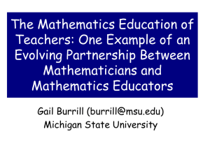 The Mathematics Education of Teachers: One Example of an