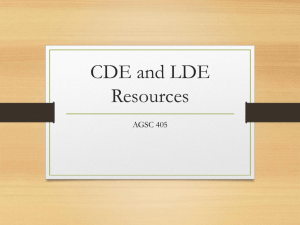 CDE and LDE Resources