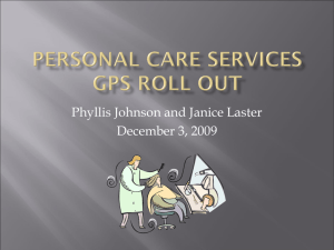Personal Care Services GPS Rollout Dec 2009