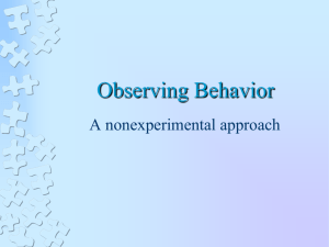 Lecture 18: Observing Behavior