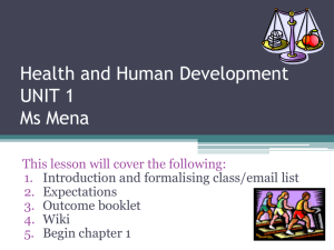 Health and Human Development UNIT 1 Ms Mena