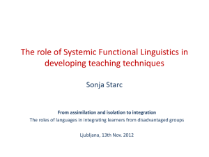 The role of Systemic Functional Linguistics in developing teaching