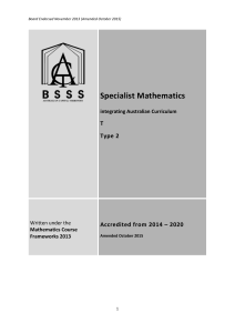 Specialist Mathematics T Value: 1.0