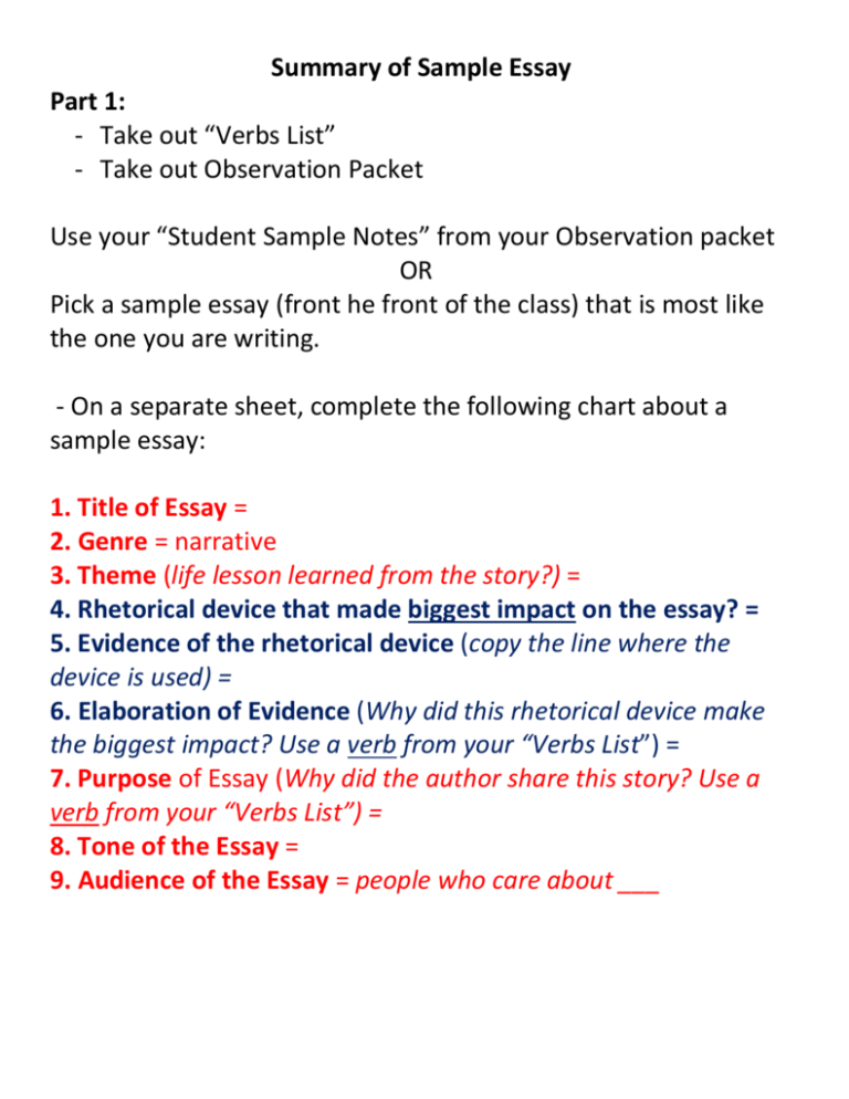 observation essay outline