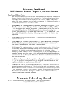2015 Minnesota Statutes, Chapter 14, and other Sections