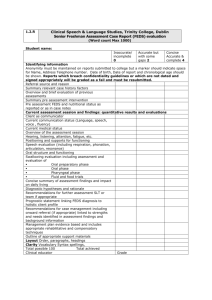 Senior Freshman Assessment Case Report (FEDS) evaluation