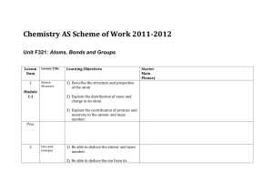 Chemistry AS Scheme of Work 2011-2012 Unit F321: Atoms, Bonds