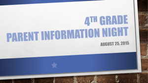 4th Grade Parent Information night