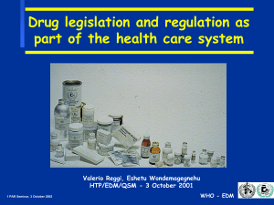 Drug legislation and regulation as part of the health