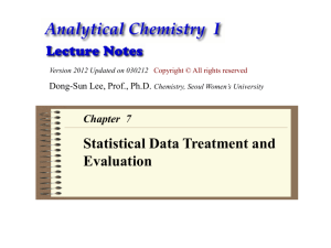 Analytical Chemistry I / Lecture Note 7-1