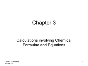 Stoichiometry: Calculations with Chemical Formulae