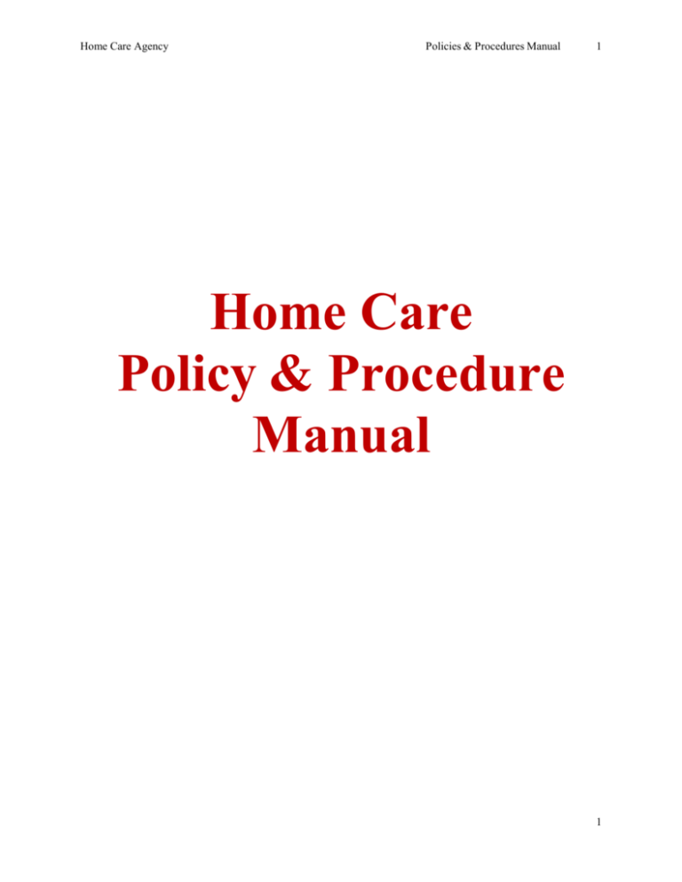 Home Care Policies Procedures