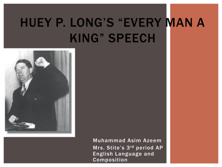 huey long every man a king speech summary