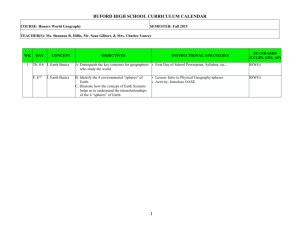 Honors World Geography Curriculum Calendar