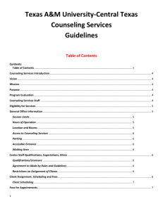 Counseling Services Guidelines - Texas A&M University