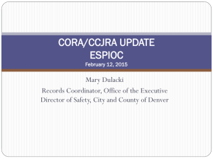 CORA/CCJRA UPDATE ESPIOC February 12, 2015 CORA or