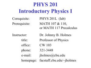 Introduction to PHYS 201 - FacStaff Home Page for CBU