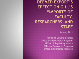 Export Controls and the *import* of G.U. faculty, researchers