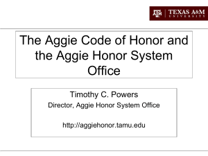 Aggie Honor Code - Office Of Graduate Studies