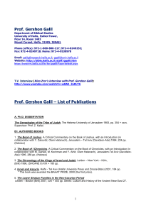 Prof. Gershon Galil – List of Publications