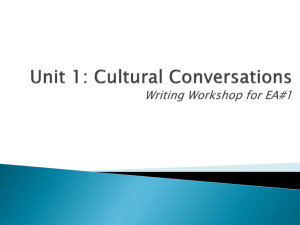 SpringBoard Unit 2 * Cultural Conversations