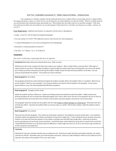 Unit Two: Embedded Assessment #1: Media Analysis Problem
