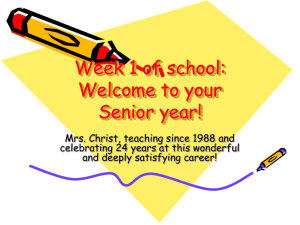 Week 1 of school: Welcome to your Junior year!