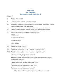 Law 3800 Dr. Edmonds Contract Law Study Guide, Part I