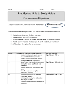 Pre-Algebra Unit 1 Study Guide