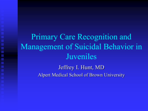 Primary Care Recognition and Management of Suicidal Behavior in