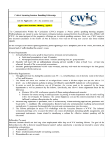 CWIC Critical Speaking Fellowship Application, Dr. Sue Weber
