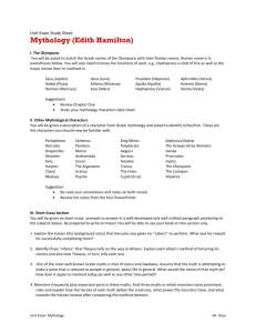Mythology Unit Exam Study Guide