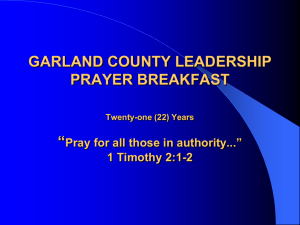 GARLAND COUNTY LEADERSHIP PRAYER BREAKFAST