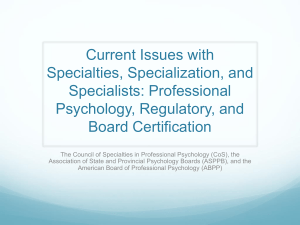 APA 2015 Panel on Specialty