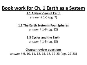 Book work for Ch. 1 Earth as a System 1.1 A New View of Earth