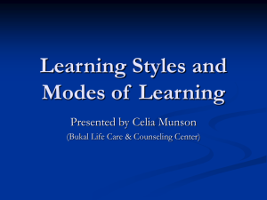 Learning Styles - Munson Mission Musings