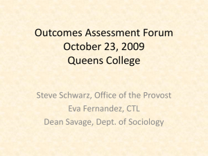 Outcomes Assessment Forum October 23, 2009 Queens College