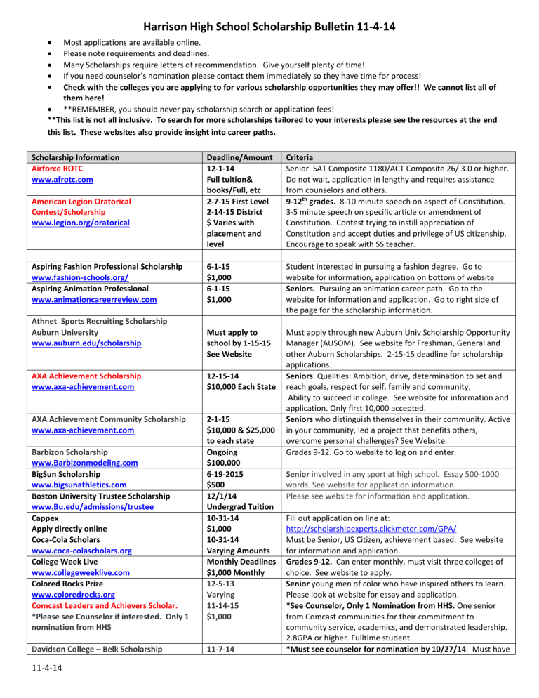 harrison-high-school-scholarship-bulletin-11-4-14