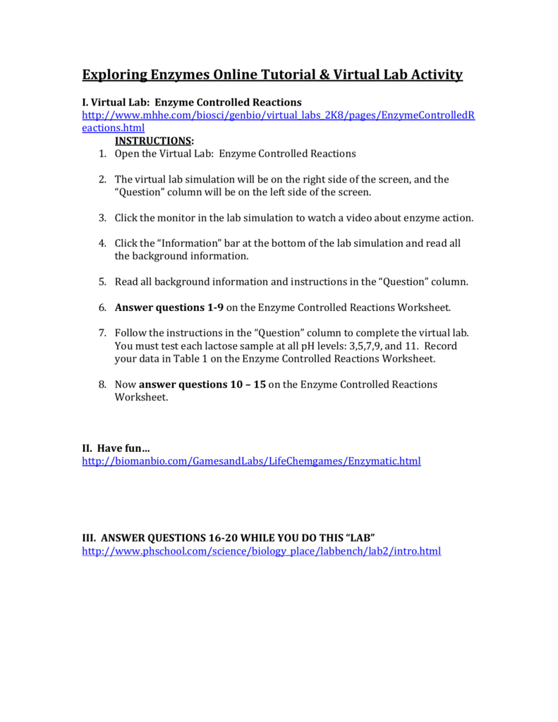 Gel Electrophoresis Virtual Lab Worksheet Answer Key ...