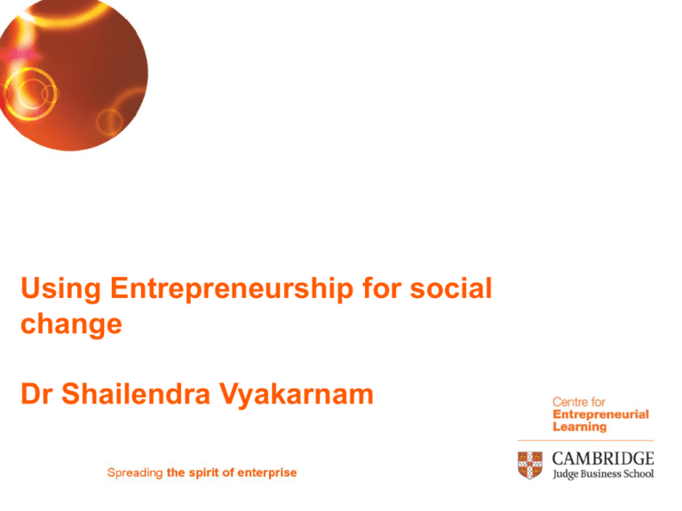 Using Entrepreneurship For Social Change