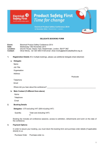 Booking Form Template - Electrical Safety First