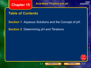 Chapter 15 - Acid-Base Titration and pH