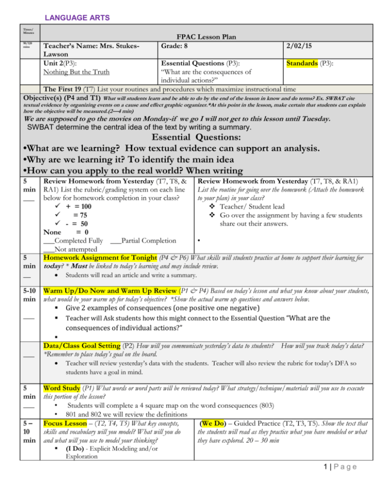 MS ELA Lesson Plan Template